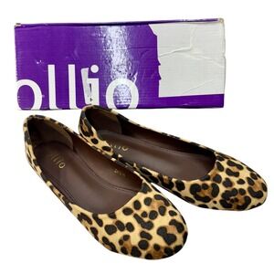 Ollio Womens Leopard Print Ballet Flats Size 8.5 M All Man Made Materials